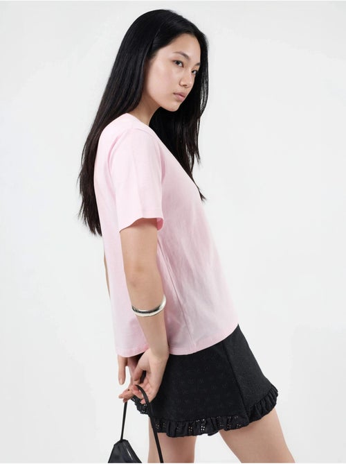 Camiseta de punto lisa con cuello de pico busem - Kiabi