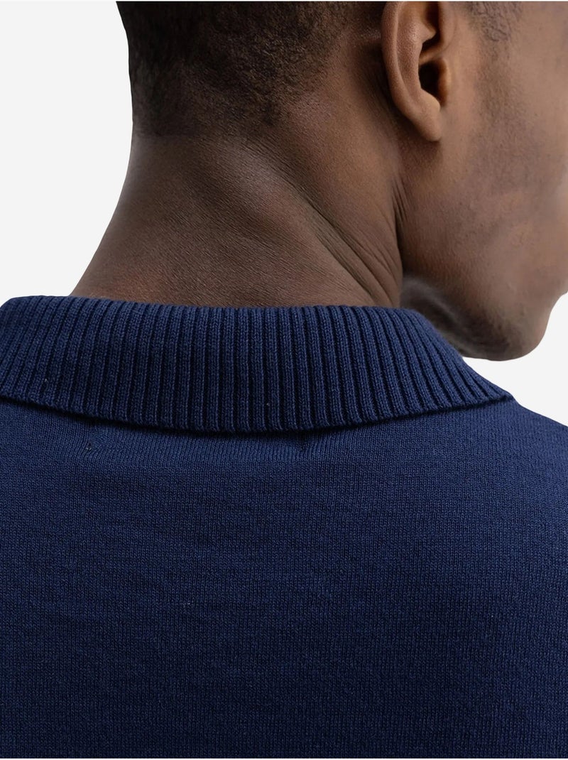 Camiseta de punto lisa con cuello polo giesto Azul marino - Kiabi