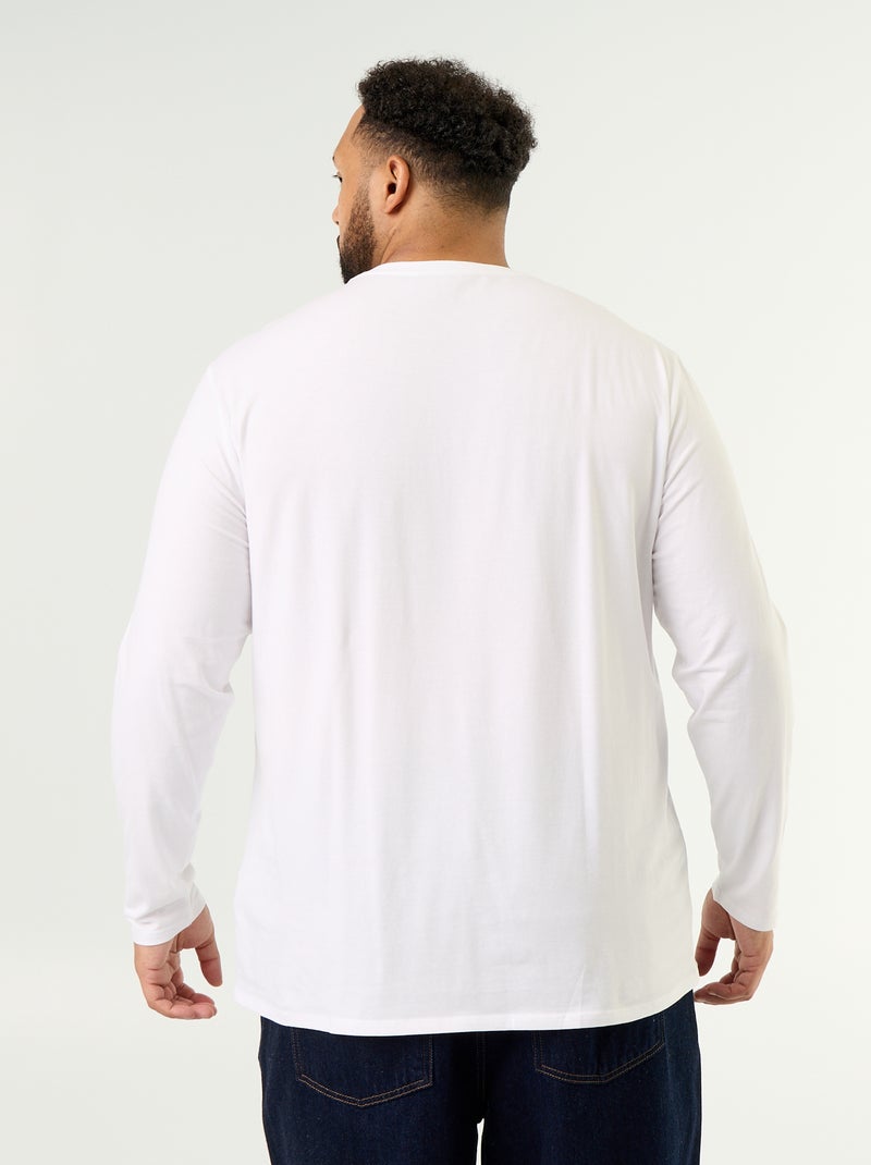 Camiseta de punto lisa de manga larga Blanco - Kiabi