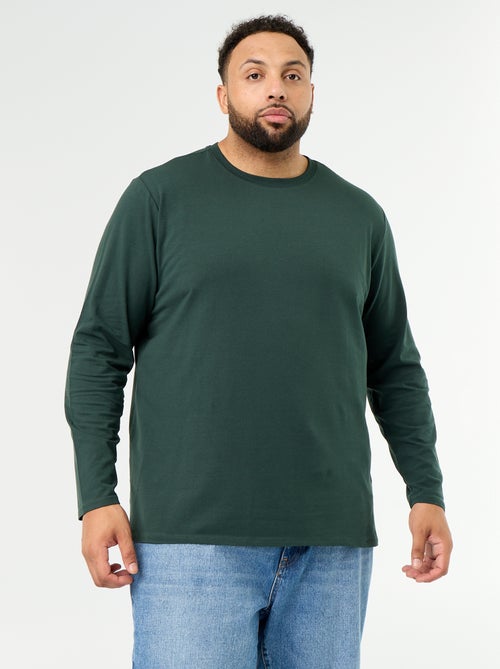 Camiseta de punto lisa de manga larga - Kiabi Camiseta de punto lisa de manga larga - Kiabi