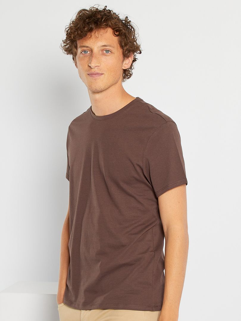Privilegio Credo repetición Camiseta de punto lisa - marrón oscuro - Kiabi - 3.00€