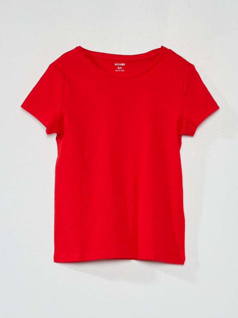 Camiseta de punto lisa rojo - Kiabi