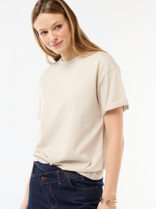 Camiseta de punto liso de manga corta - Kiabi