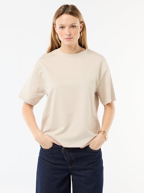 Camiseta de punto liso de manga corta - Kiabi