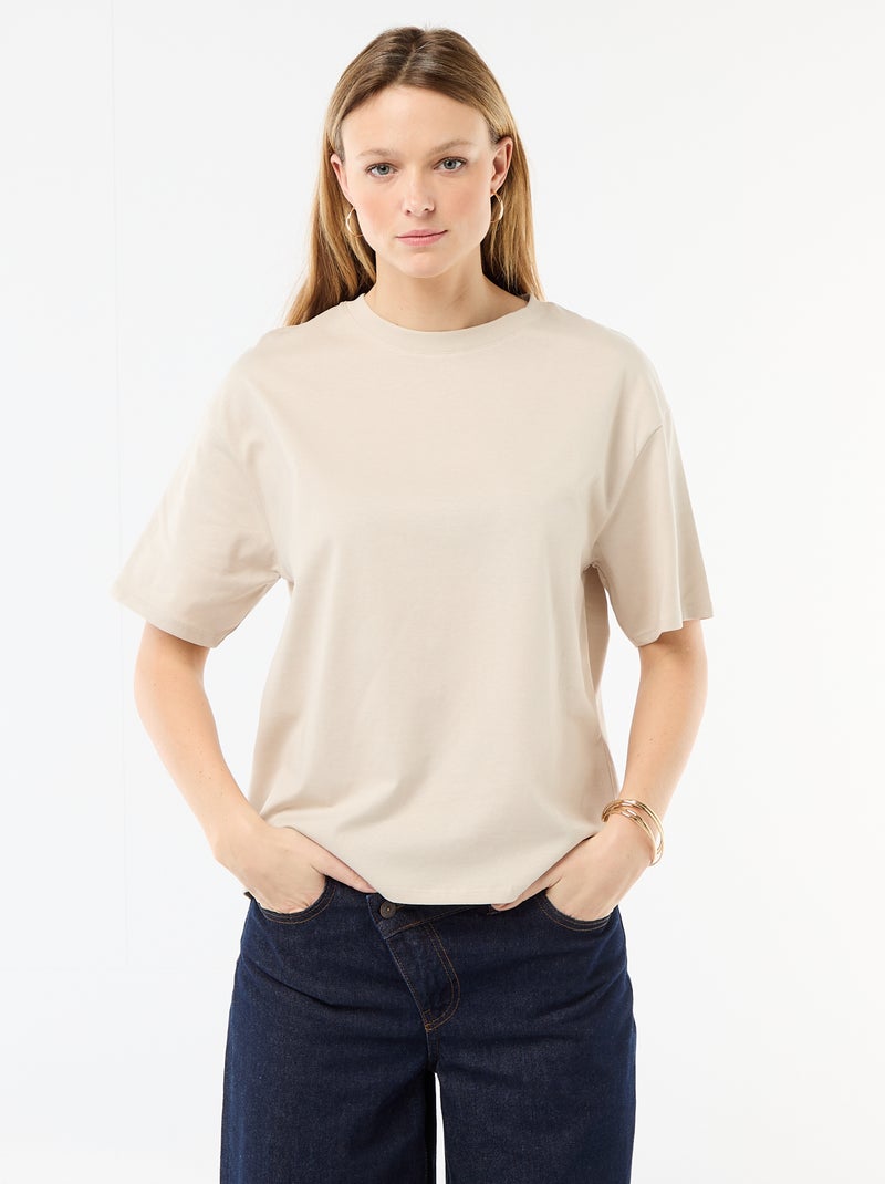 Camiseta de punto liso de manga corta Gris - Kiabi