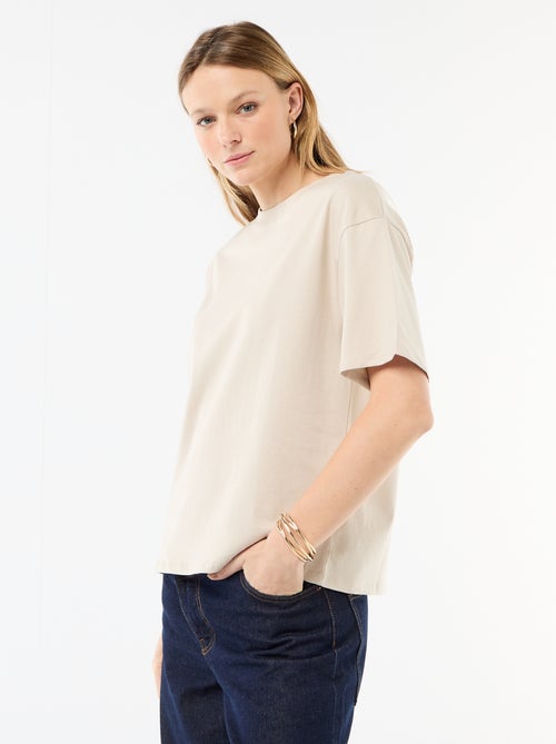 Camiseta de punto liso de manga corta - Kiabi