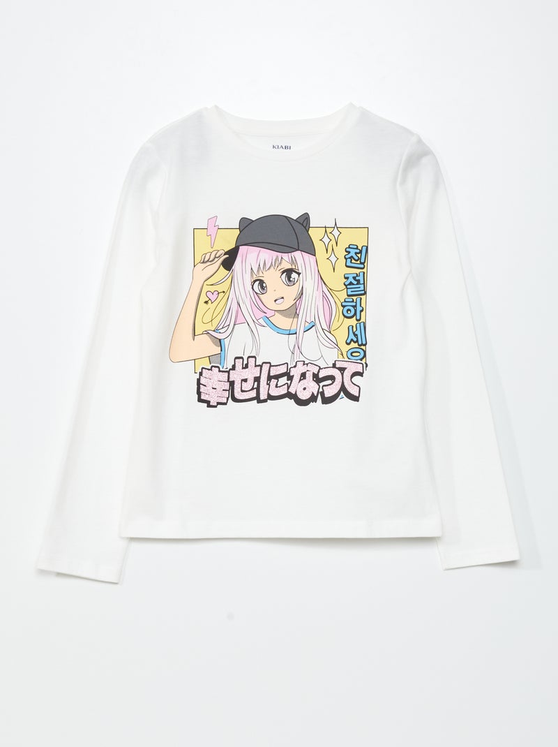 Camiseta de punto 'manga' Blanco - Kiabi