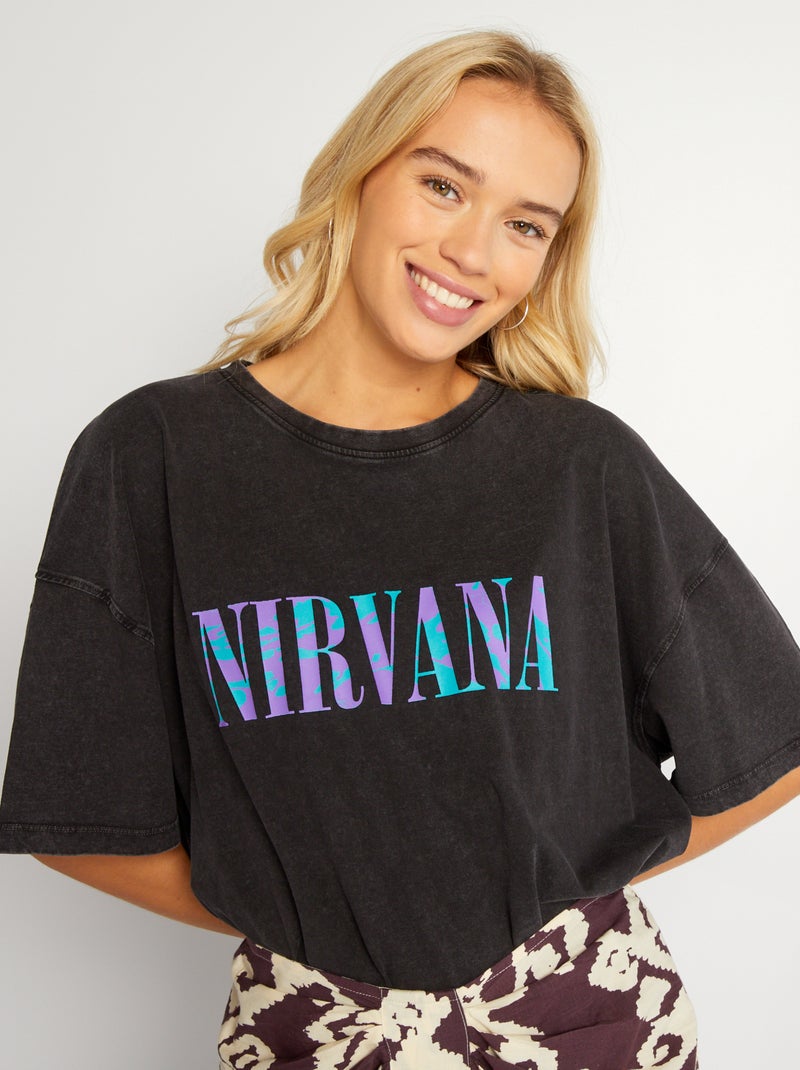 Camiseta de punto 'Nirvana' negro - Kiabi