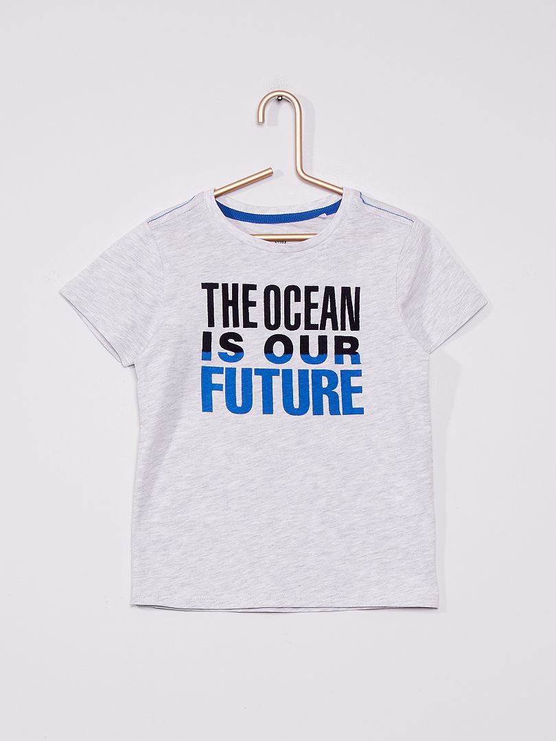 Camiseta de punto 'Ocean is our future' gris - Kiabi