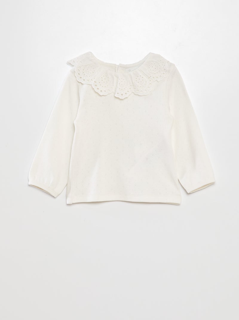 Camiseta de punto pointelle BLANCO - Kiabi