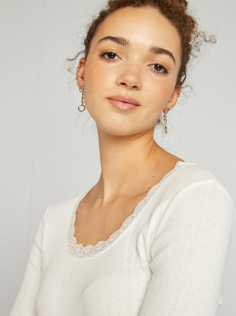 Camiseta de punto pointelle BLANCO - Kiabi