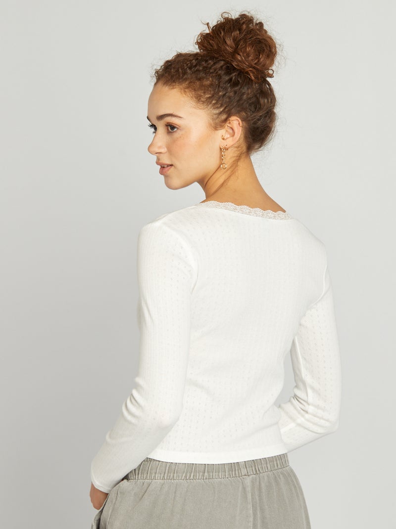 Camiseta de punto pointelle BLANCO - Kiabi