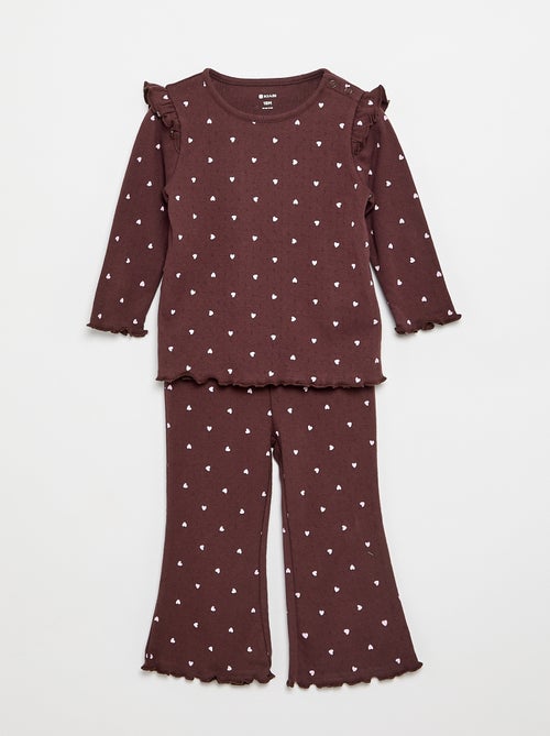 Camiseta de punto pointelle + pantalón - 2 piezas - Kiabi Camiseta de punto pointelle + pantalón - 2 piezas - Kiabi