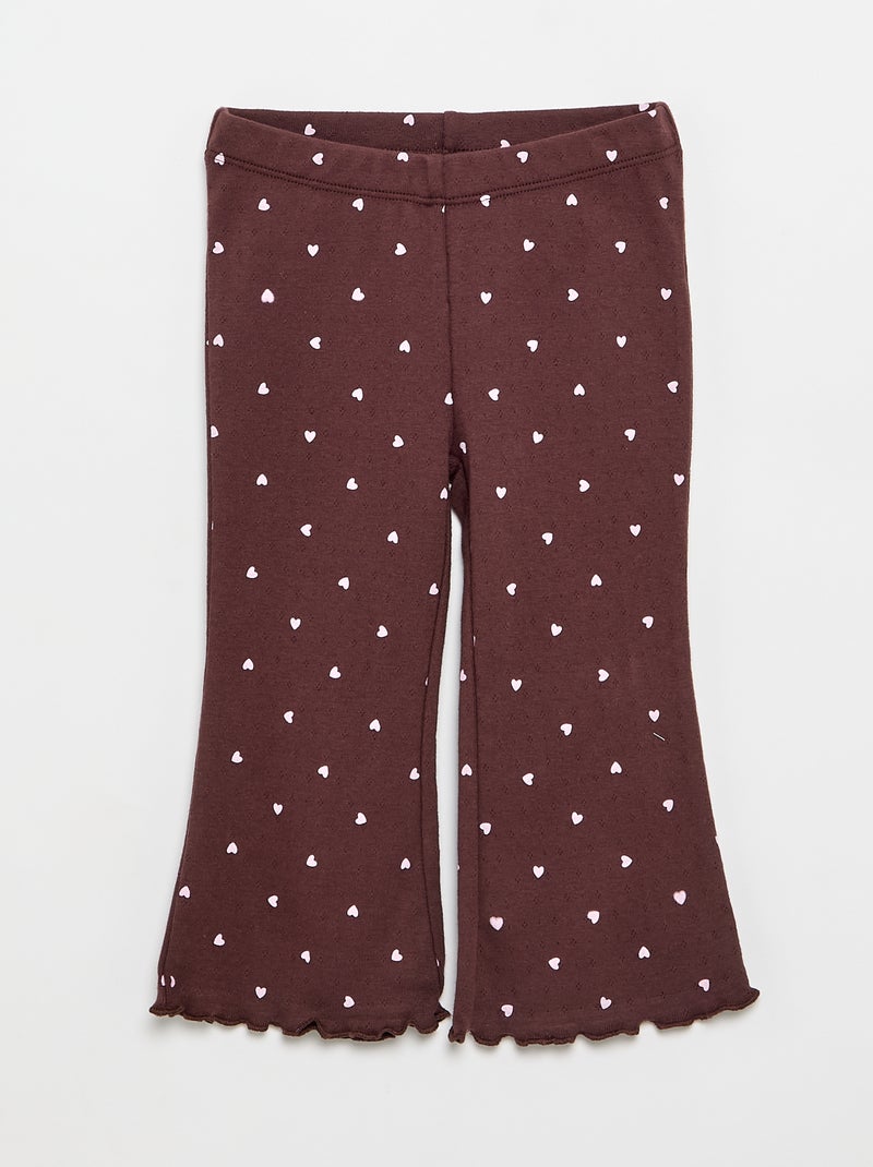 Camiseta de punto pointelle + pantalón - 2 piezas Marron - Kiabi