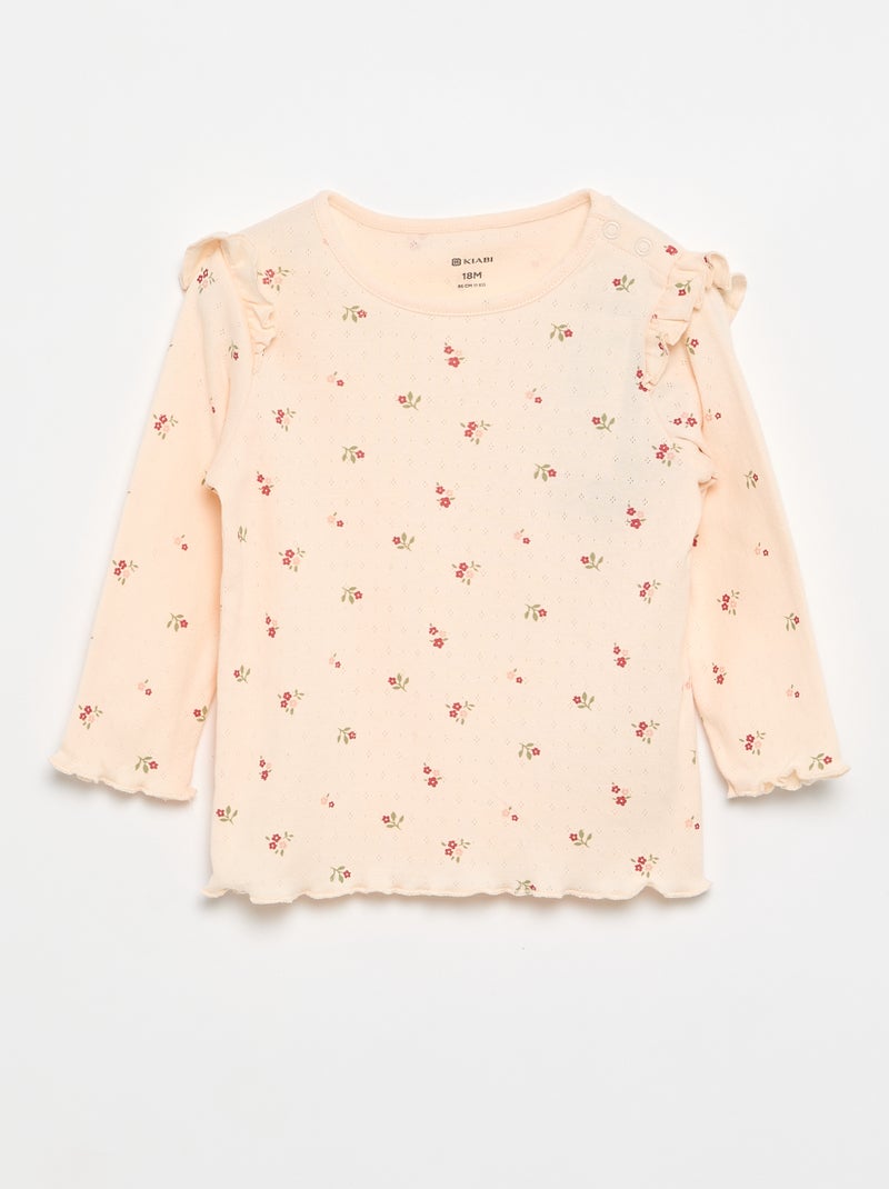 Camiseta de punto pointelle + pantalón - 2 piezas Rosa - Kiabi