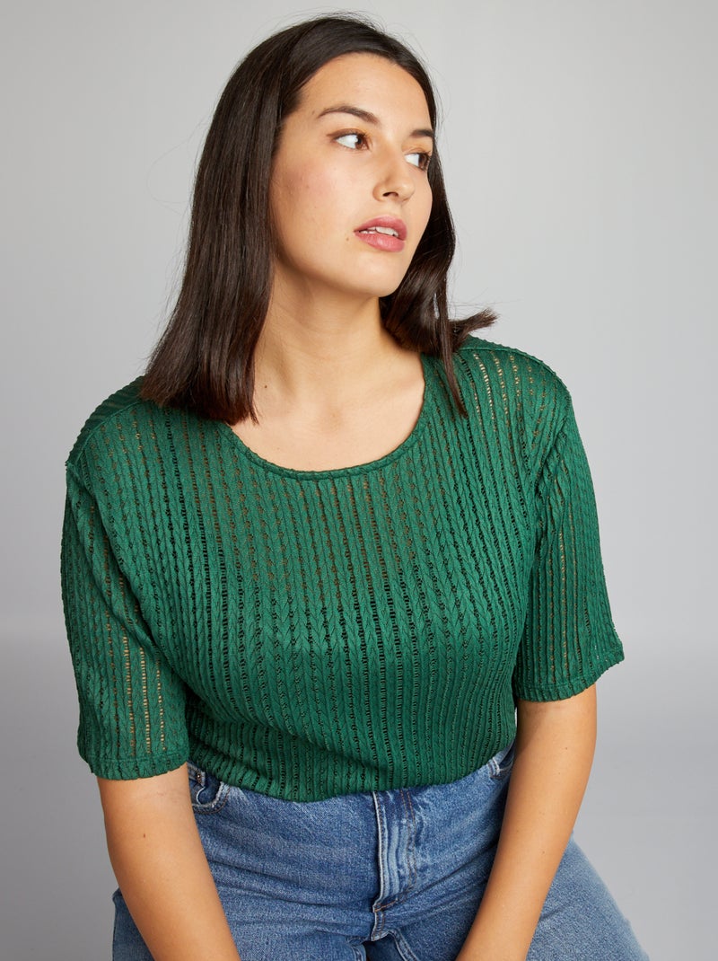 Camiseta de punto pointelle Verde - Kiabi