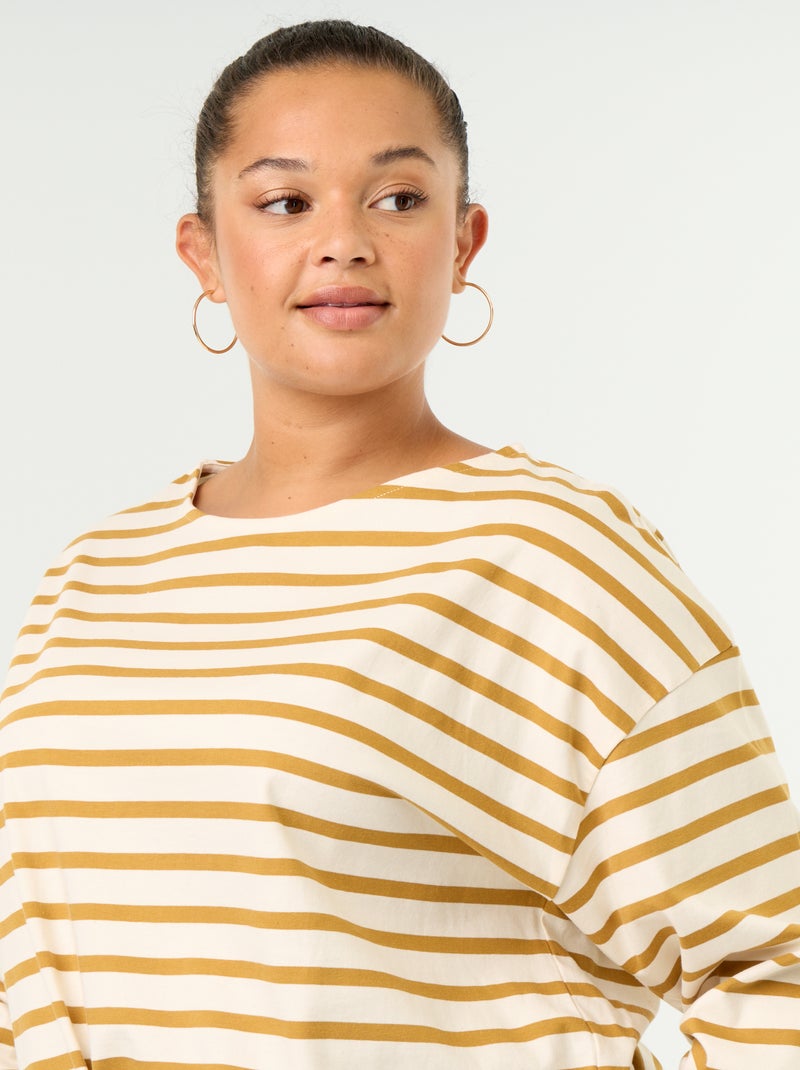 Camiseta de punto rayada de manga larga Amarillo - Kiabi