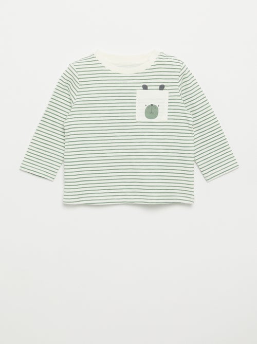 Camiseta de punto rayada de manga larga - Kiabi