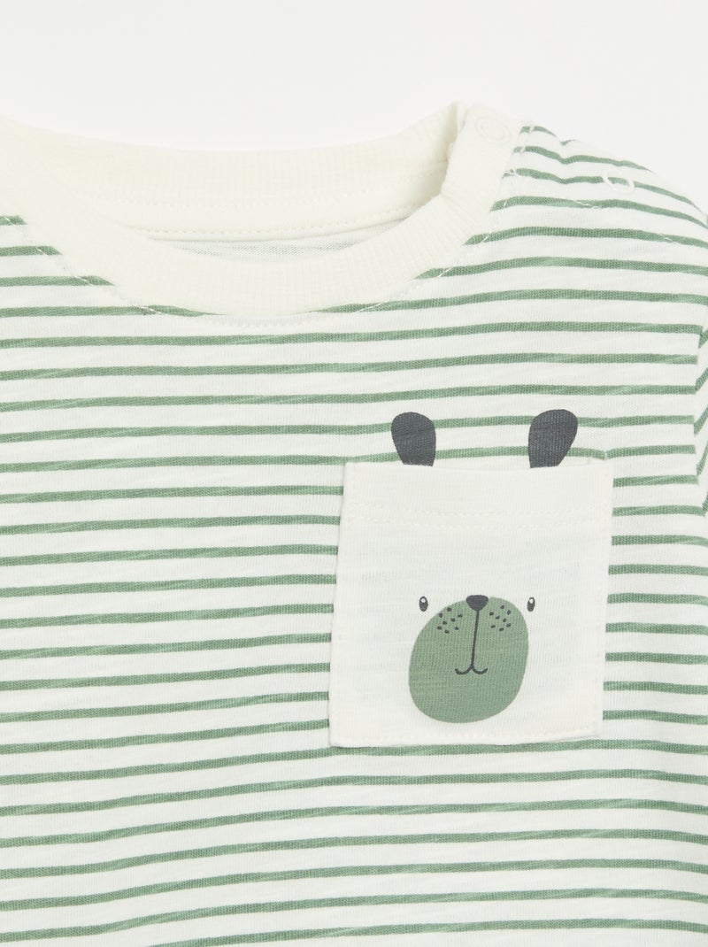 Camiseta de punto rayada de manga larga Blanco - Kiabi