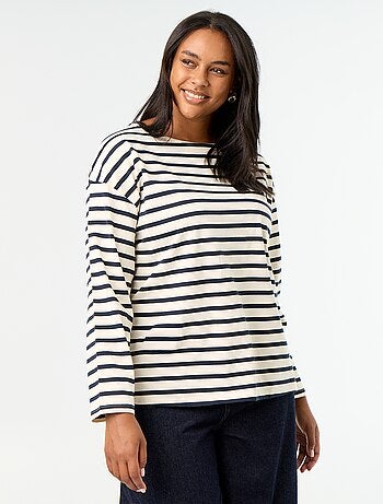 Camiseta de punto rayada de manga larga