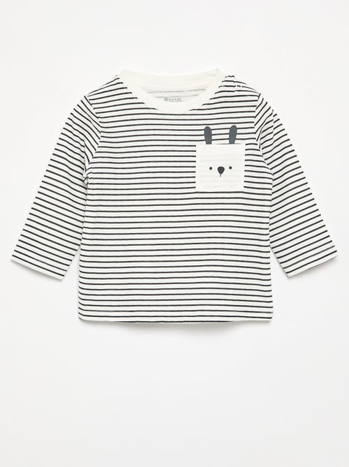 Camiseta de punto rayada de manga larga - Kiabi Camiseta de punto rayada de manga larga - Kiabi