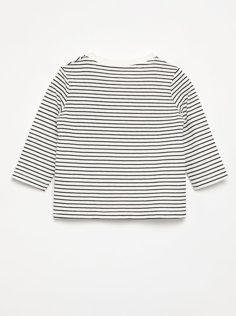Camiseta de punto rayada de manga larga Gris - Kiabi