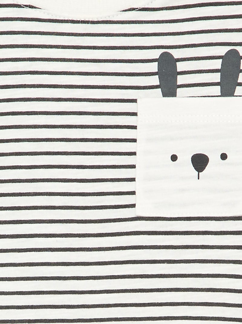 Camiseta de punto rayada de manga larga Gris - Kiabi