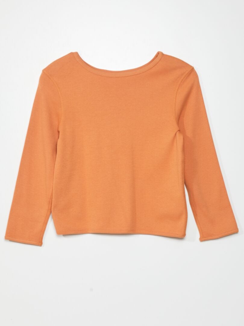 Camiseta de punto sin derecho ni revés - Fácil de poner naranja óxido - Kiabi