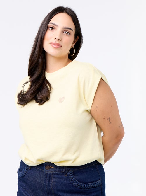 Camiseta de punto sin mangas con pequeño bordado en el pecho - Kiabi