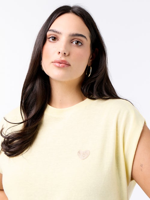 Camiseta de punto sin mangas con pequeño bordado en el pecho - Kiabi