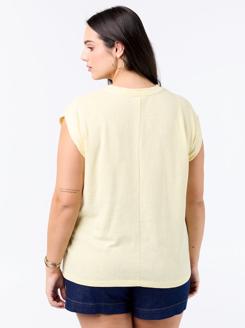 Camiseta de punto sin mangas con pequeño bordado en el pecho Amarillo - Kiabi