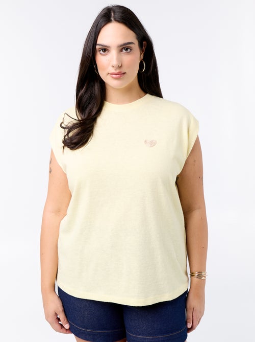 Camiseta de punto sin mangas con pequeño bordado en el pecho - Kiabi