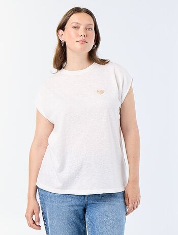 Camiseta de punto sin mangas con pequeño bordado en el pecho
