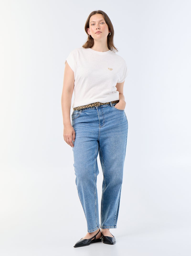 Camiseta de punto sin mangas con pequeño bordado en el pecho Beige - Kiabi