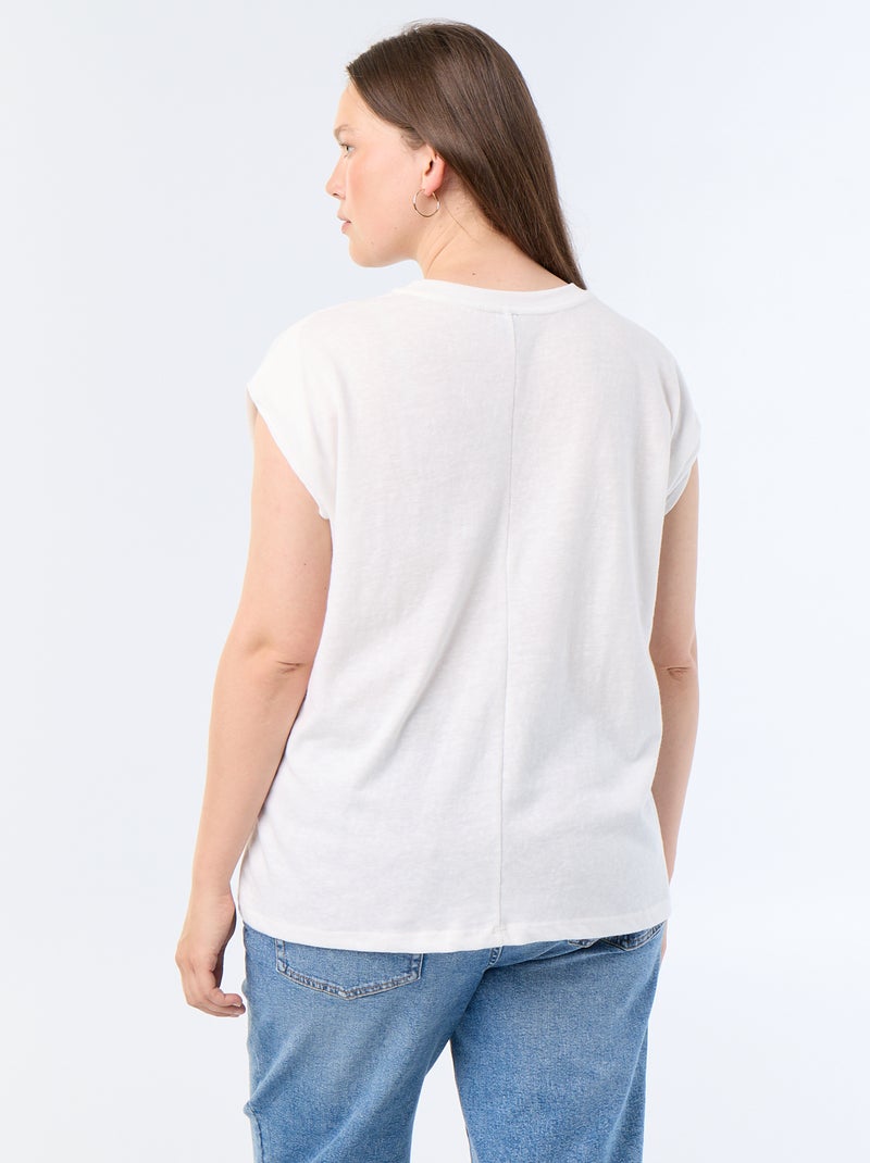 Camiseta de punto sin mangas con pequeño bordado en el pecho Beige - Kiabi