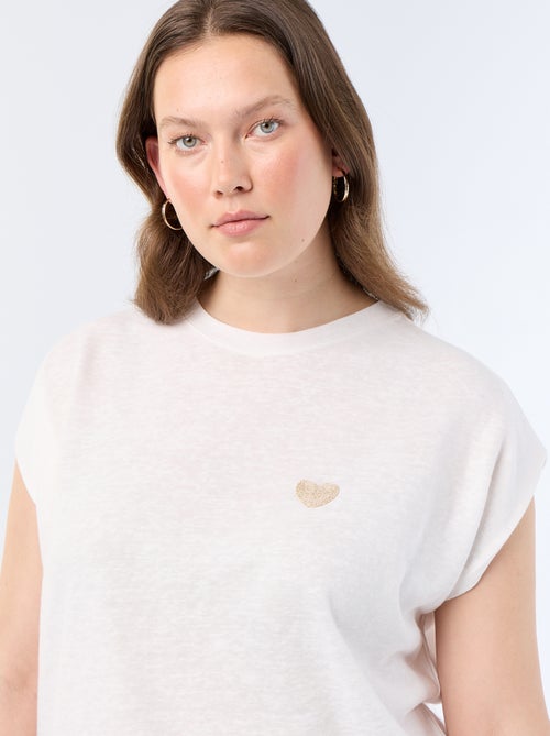 Camiseta de punto sin mangas con pequeño bordado en el pecho - Kiabi