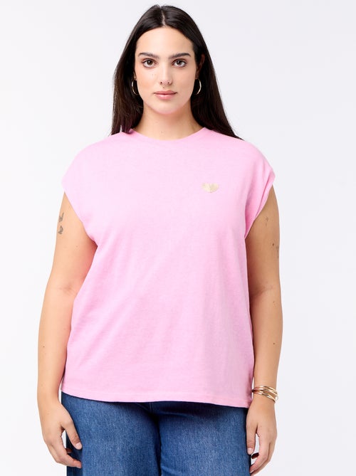 Camiseta de punto sin mangas con pequeño bordado en el pecho - Kiabi
