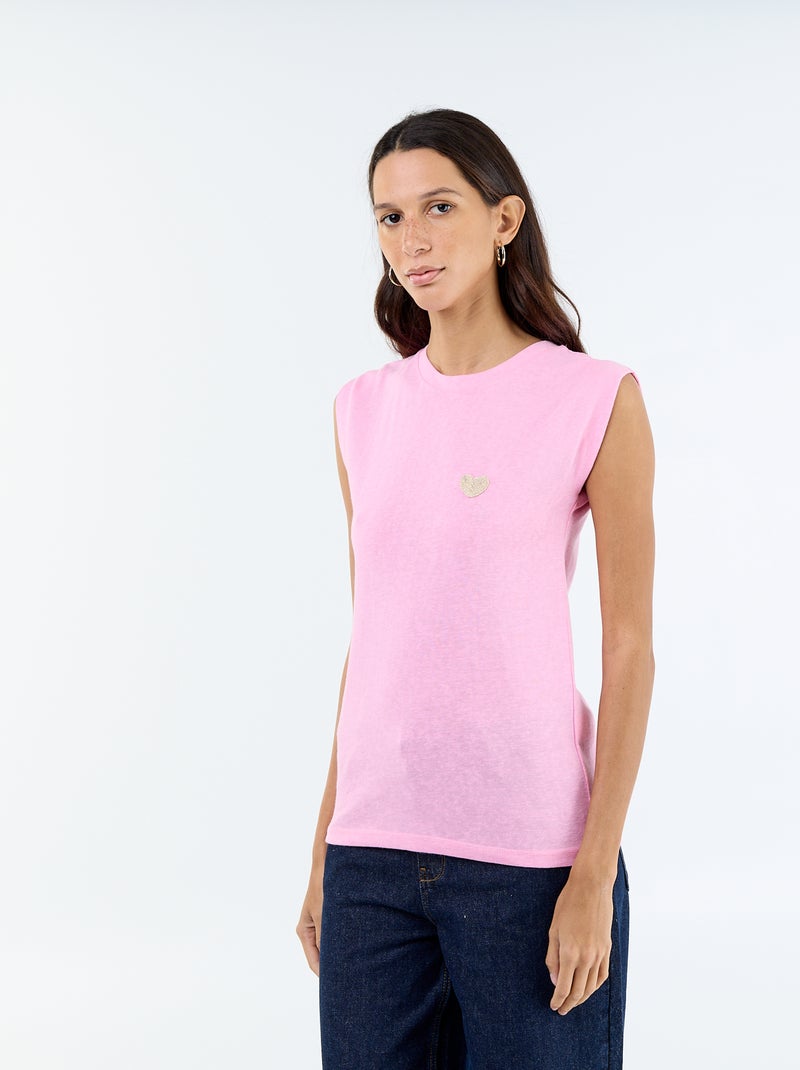 Camiseta de punto sin mangas Rosa - Kiabi