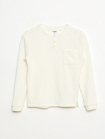 Camiseta de punto suave con bolsillo en el pecho