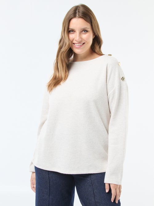 Camiseta de punto suave con botones dorados - Kiabi