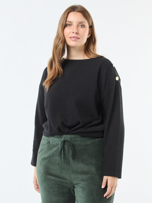 Camiseta de punto suave con botones dorados - Kiabi