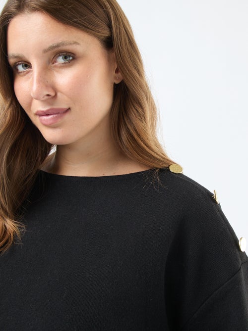 Camiseta de punto suave con botones dorados - Kiabi