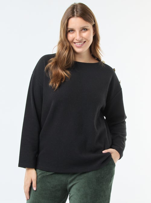 Camiseta de punto suave con botones dorados - Kiabi