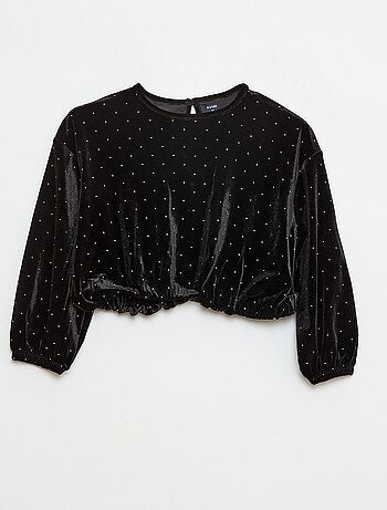 Camiseta de punto suave con strass