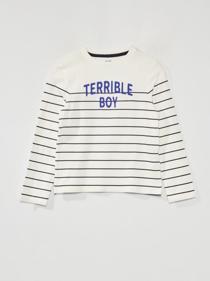 Camiseta de punto 'Terrible boy' BLANCO - Kiabi
