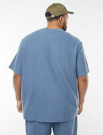 Camiseta de punto texturizado con cuello de pico