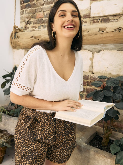 Camiseta de punto torcido con detalles de macramé - Kiabi