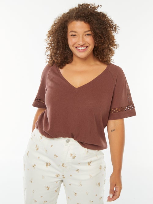 Camiseta de punto torcido con detalles de macramé - Kiabi