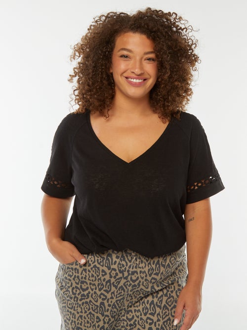 Camiseta de punto torcido con detalles de macramé - Kiabi