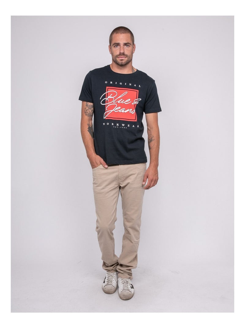 Camiseta de puro algodón con estampado JABLOTE Azul marino - Kiabi